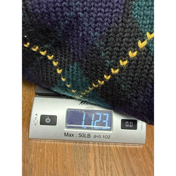 Embassy Row Sweater Men Large Pullover Wool Knit Argyle Vintage Blue Green - Picture 10 of 10